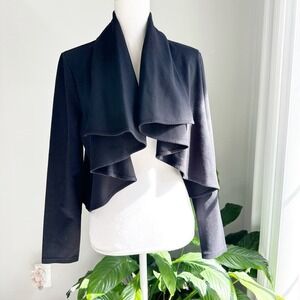 Size Medium ZOA New York Black Cascade Open Front Cardigan Cotton Blend